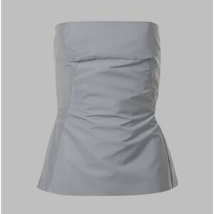 RICK OWENS FW22 Size 2 Reflex Silver Grey Polyester Shiny Bustier Dress Top